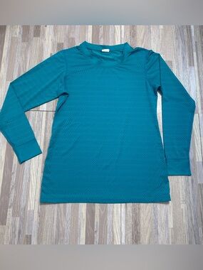 ZYIA Active Teal Perforated Performance Long Sleeve Athletic Shirt Women’s Small